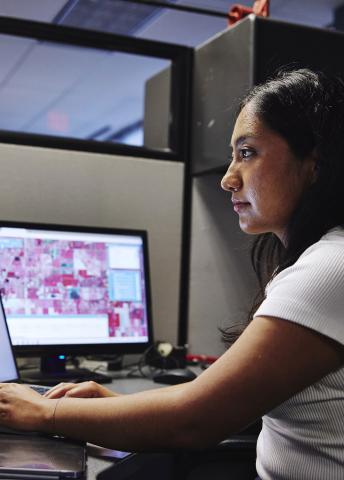 Woman working on a computer
