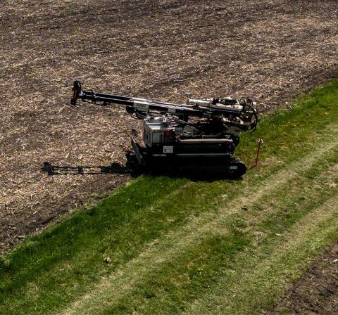 Large equipment in a field