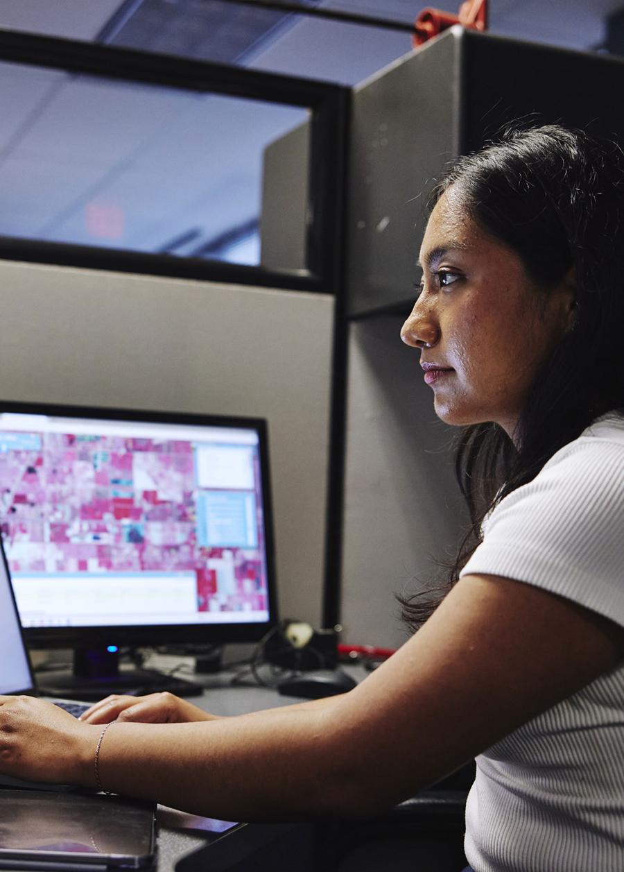 Woman working on a computer